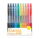 Zebra Sarasa Push Clip Gel Pen - 10 Colour Set - 0.7 mm